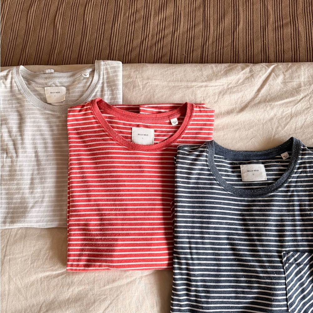 Billy Reid Striped Tees - White, Red, and Navy